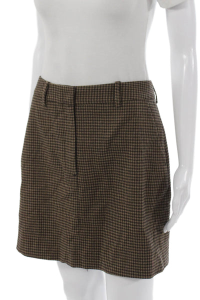 Argent Womens Houndstooth Print Double Breasted Skirt Suit Brown Size 6