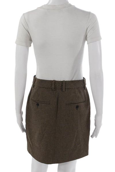 Argent Womens Houndstooth Print Double Breasted Skirt Suit Brown Size 6