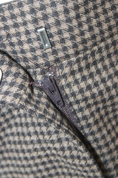 Argent Womens Houndstooth Print Double Breasted Skirt Suit Brown Size 6