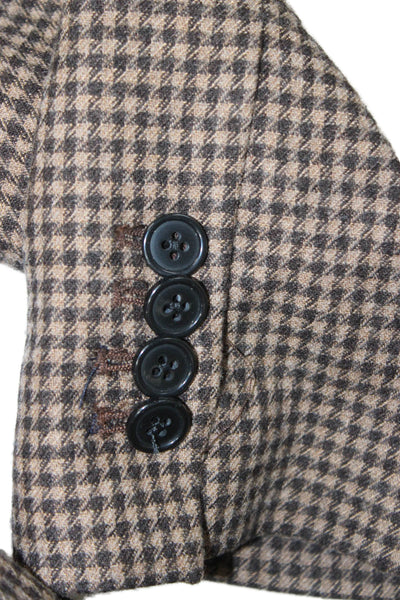 Argent Womens Houndstooth Print Double Breasted Skirt Suit Brown Size 6