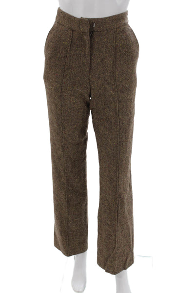 Aligne Womens Button Down Shirt Pleated Pants Set Brown Wool Size Extra Small/0