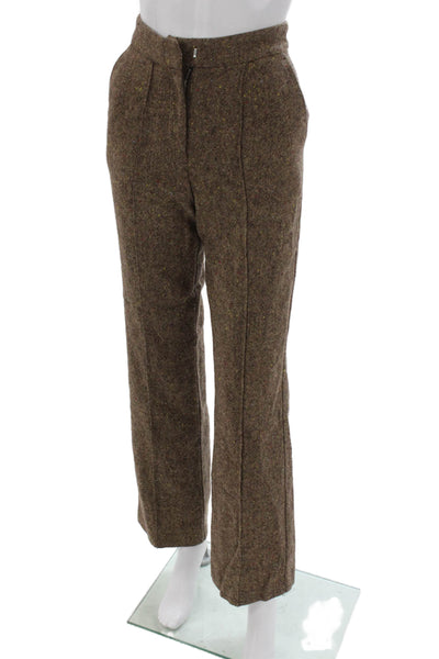 Aligne Womens Button Down Shirt Pleated Pants Set Brown Wool Size Extra Small/0