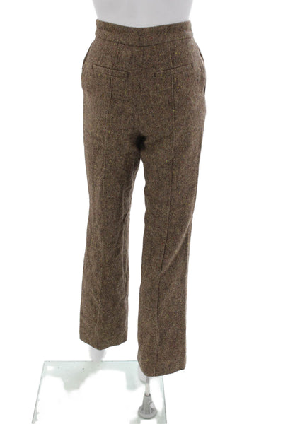 Aligne Womens Button Down Shirt Pleated Pants Set Brown Wool Size Extra Small/0