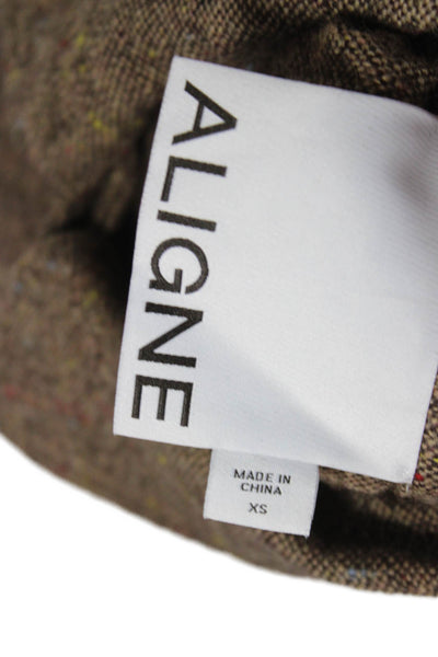 Aligne Womens Button Down Shirt Pleated Pants Set Brown Wool Size Extra Small/0