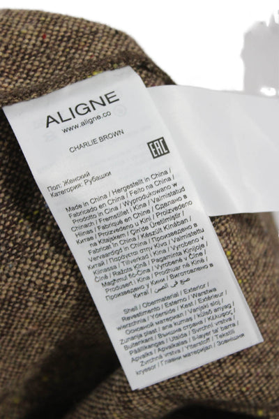 Aligne Womens Button Down Shirt Pleated Pants Set Brown Wool Size Extra Small/0
