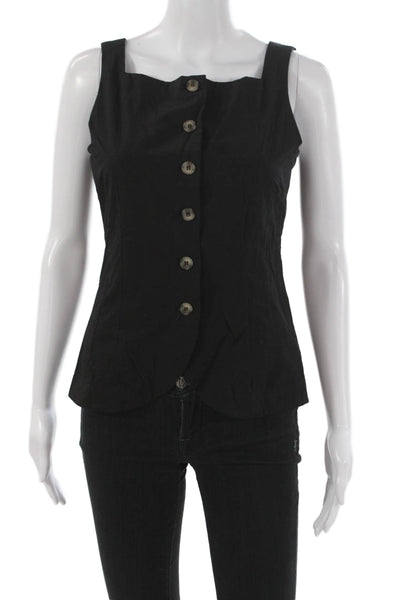 Ciao Lucia! Womens Basic Tank Black Cotton Square Neck Sleeveless Size XS