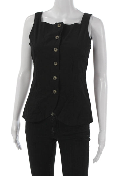 Ciao Lucia! Womens Basic Tank Black Cotton Square Neck Sleeveless Size XS