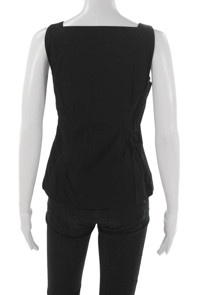 Ciao Lucia! Womens Basic Tank Black Cotton Square Neck Sleeveless Size XS