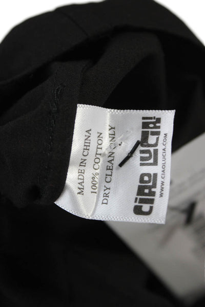 Ciao Lucia! Womens Basic Tank Black Cotton Square Neck Sleeveless Size XS