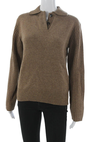 Aligne Women Pullover Sweater 100% Merino Wool Brown Long Sleeve Size XS