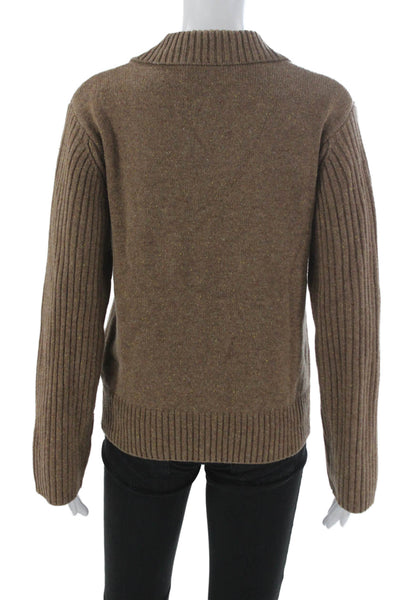 Aligne Women Pullover Sweater 100% Merino Wool Brown Long Sleeve Size XS