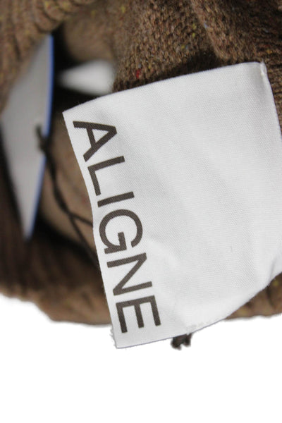 Aligne Women Pullover Sweater 100% Merino Wool Brown Long Sleeve Size XS