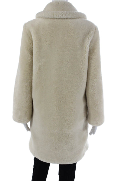 Mango Womens Overcoat Ivory Button Polyester Long Sleeve Size 2XS