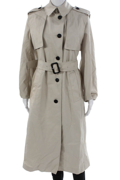 Mackage Women Trench Coat Beige Cotton Long Sleeve Button Closure Size XS