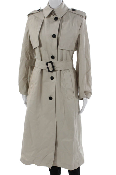 Mackage Women Trench Coat Beige Cotton Long Sleeve Button Closure Size XS