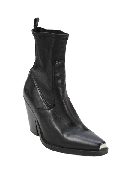 Mango Womens Metallic Tipped Heeled Boots Black Size 7