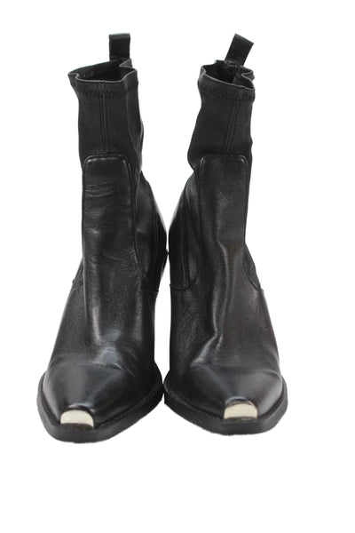 Mango Womens Metallic Tipped Heeled Boots Black Size 7