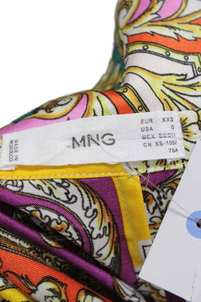 MNG Women Shirt Dress Multicolor Paisley Collared Long Sleeve Polyester Size 0