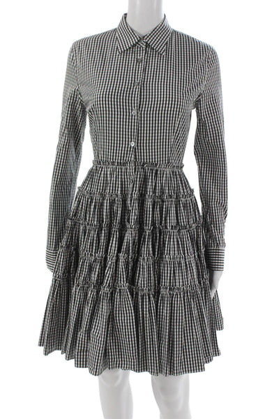 Jourden Womens Shirt Dress Black Gingham Collared Button Long Sleeve Size S