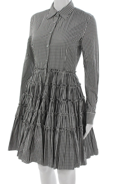 Jourden Womens Shirt Dress Black Gingham Collared Button Long Sleeve Size S