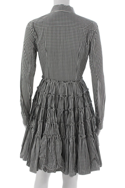 Jourden Womens Shirt Dress Black Gingham Collared Button Long Sleeve Size S