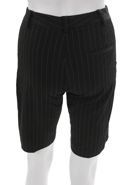 MNG Womens Bermuda Shorts Black Pinstripe Polyester Button Size 2