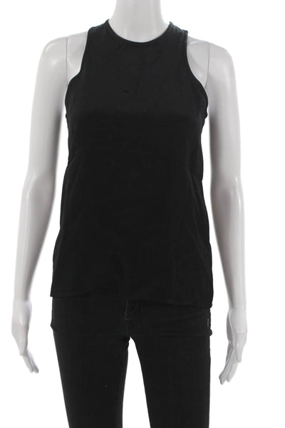 Protagonist Womens Silk High Neck Sleeveless Tank Button Black Size XS