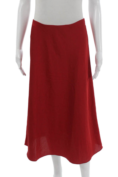 J Crew Womens A-Line Long Red Polyester Skirt Pull On Size S