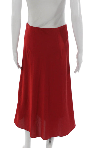 J Crew Womens A-Line Long Red Polyester Skirt Pull On Size S