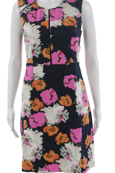 J Crew Women Sheath Dress Multicolor Cotton Sleeveless Roundneck Knee Size 4P