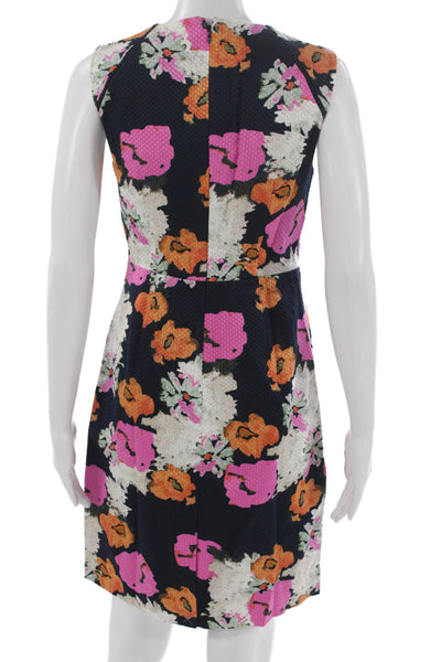 J Crew Women Sheath Dress Multicolor Cotton Sleeveless Roundneck Knee Size 4P