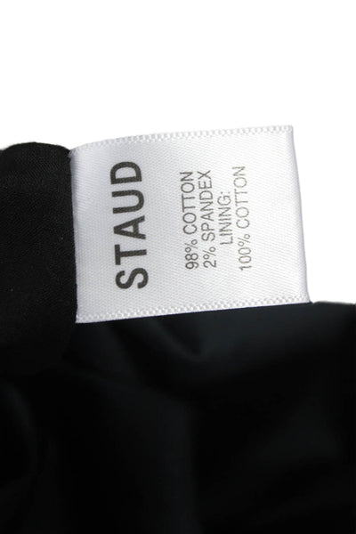 Staud Womens Fit & Flare Black V-Neck Short Sleeve Dress Size 2