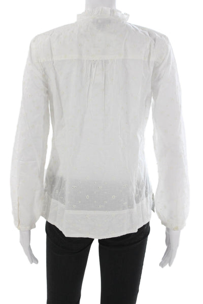 J Crew Womens Floral Cotton Collared Long Sleeve Basic Blouse Size XS