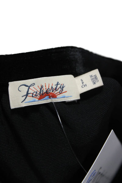Faherty Women V-Neck Button Viscose Long Sleeve Basic Blouse Black Size S