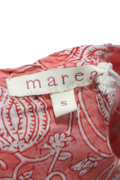 Marea Women Pink Floral V-Neck Tunic Blouse 100% Cotton 3/4 Sleeve Size S