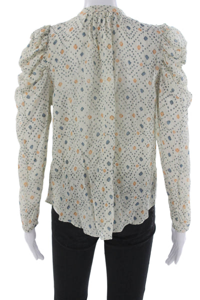 Ulla Johnson Women Collared Geometric Multicolor Blouse Button Closure Size 6