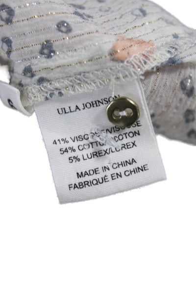 Ulla Johnson Women Collared Geometric Multicolor Blouse Button Closure Size 6