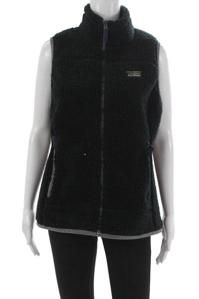 LL Bean Womens Vest Black Polyester Sleeveless Zip Outdoor Solid Size S