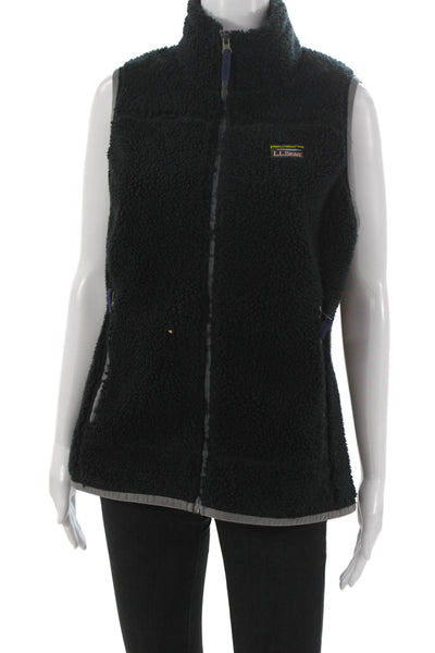 LL Bean Womens Vest Black Polyester Sleeveless Zip Outdoor Solid Size S