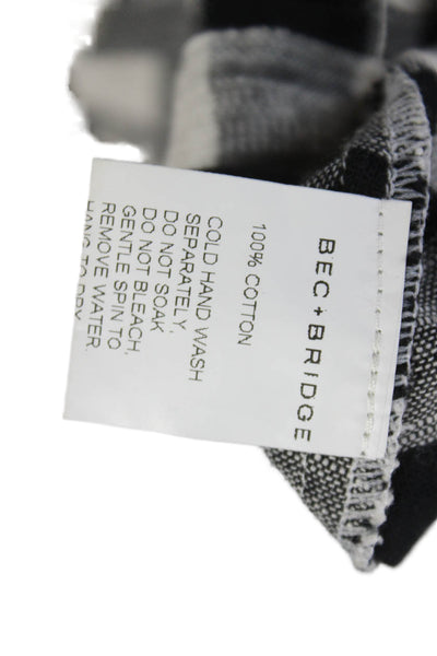 Bec & Bridge Womens Mini Dress Black Gingham Cotton V-Neck Short Sleeve Size 6