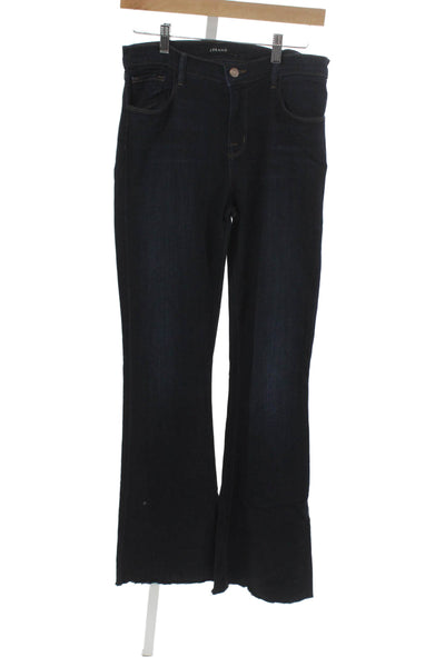 J Brand Womens Flared High Rise Blue Jeans Button Cotton Size 28