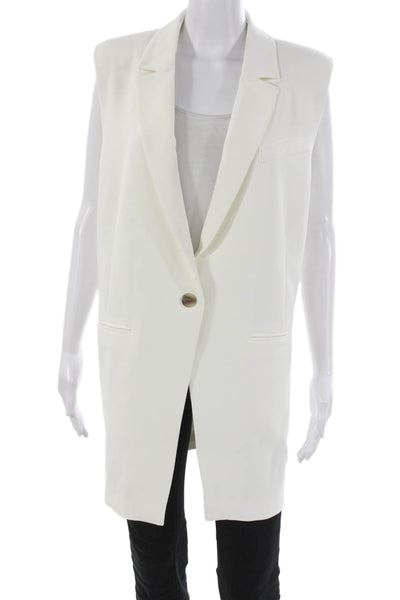 Open Edit Womens Blazer Vest Sleeveless White Button Size XL