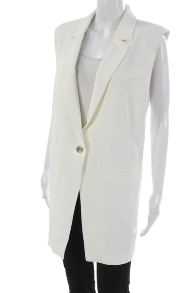 Open Edit Womens Blazer Vest Sleeveless White Button Size XL