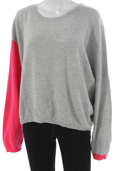Brodie Womens Cashmere Pullover Crew Neck Gray Long Sleeve Size XL