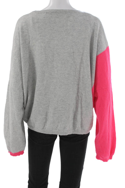 Brodie Womens Cashmere Pullover Crew Neck Gray Long Sleeve Size XL