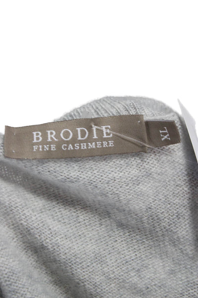 Brodie Womens Cashmere Pullover Crew Neck Gray Long Sleeve Size XL