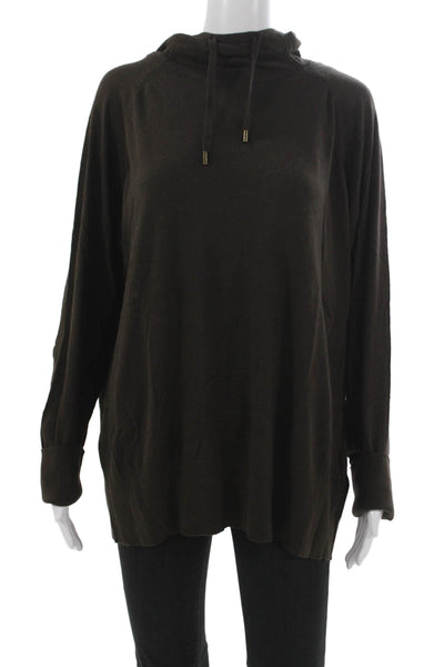 Anatomie Womens Brown Cotton Cowl Neck Pullover Long Sleeve Size L