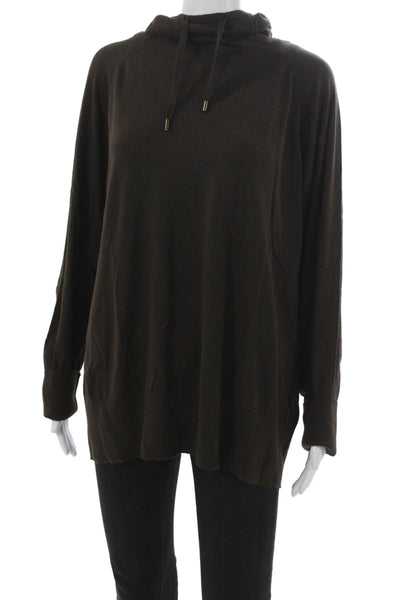 Anatomie Womens Brown Cotton Cowl Neck Pullover Long Sleeve Size L