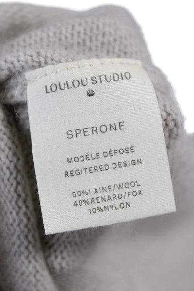 Loulou Studio Womens V Neck Wool Pullover Sweater Beige Long Sleeve Size S