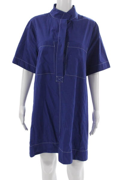 Maeve Anthropologie Women Shift Dress Blue Collared Button Short Sleeve Size XL